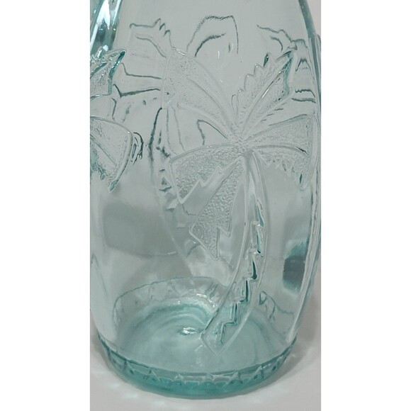Vintage Vetreria Etrusca Pitcher Thick Green Glass Raised Palm Trees Italy READ - Picture 5 of 11